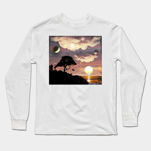 Swinging to Other Worlds - Seaside Interstellar Land Long Sleeve T-Shirt by Smiling-Faces